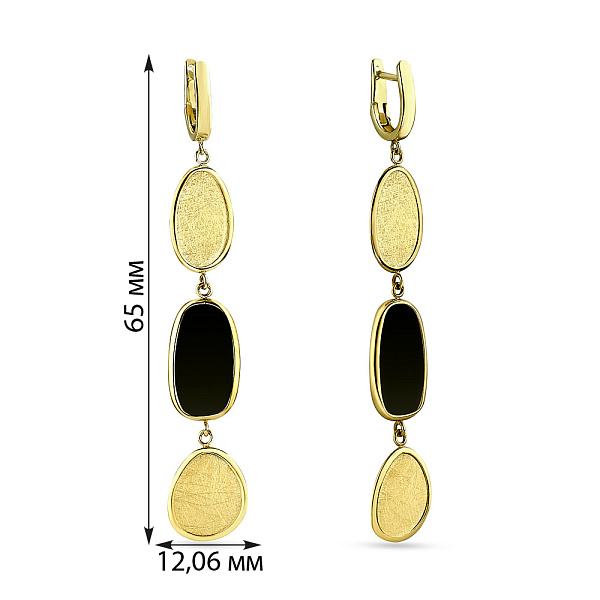 Золотые серьги-подвески Diva с ониксом (арт. 107593жо) – изображение 4