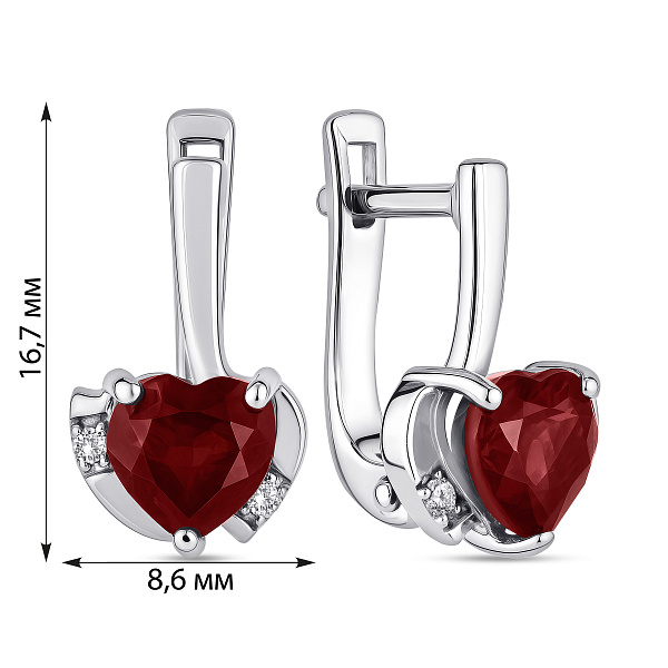 Серебряные серьги Сердце с рубином (арт. 7502/2172727Г) – изображение 2