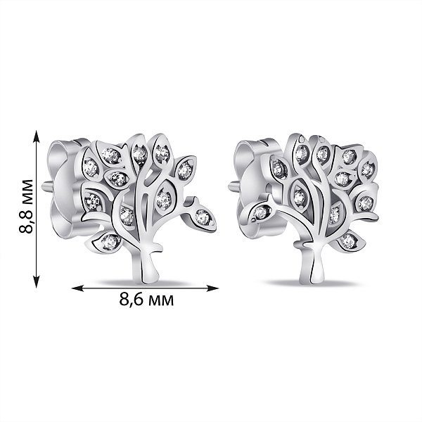 Серебряные серьги-пусеты Дерево жизни (арт. 7518/7001) – изображение 2