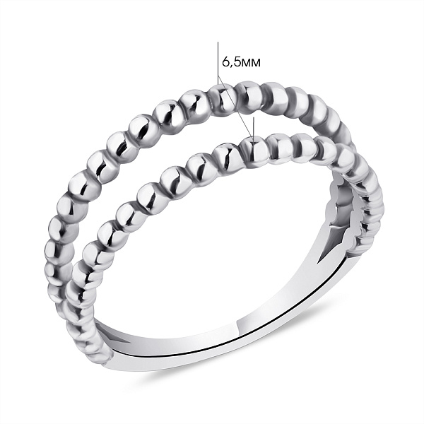 Двойное серебряное кольцо без вставок (арт. 7901/5898) – изображение 2