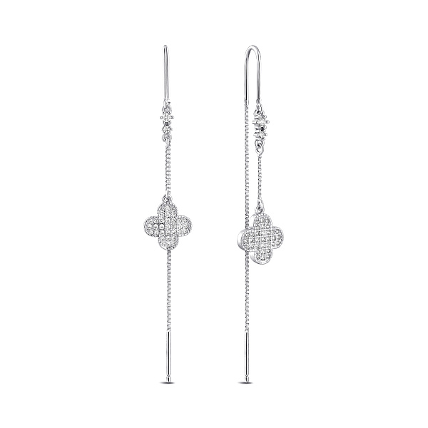 Длинные серебряные серьги Клевер (арт. 7502/10112/10) – изображение 1
