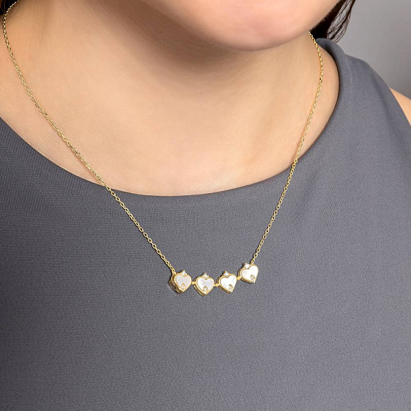 Серебряное колье Клевер с перламутром (арт. 7507/2203жп) – изображение 4