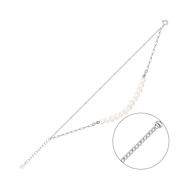 Серебряный браслет с жемчугом (арт. 7509/2109464жб) – изображение 1