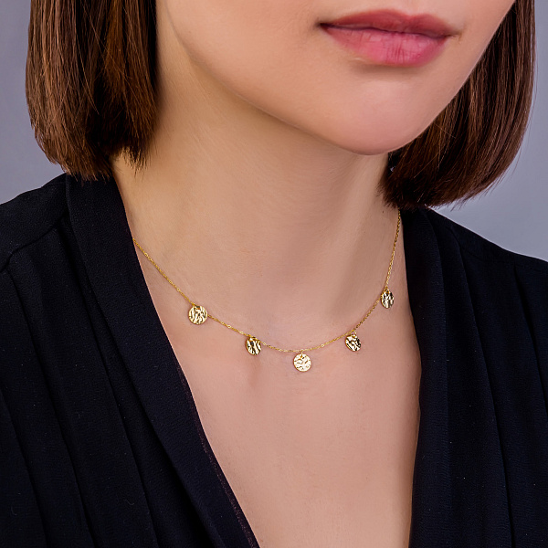 Золотое колье Монеты с подвесками (арт. 352613ж) – изображение 2