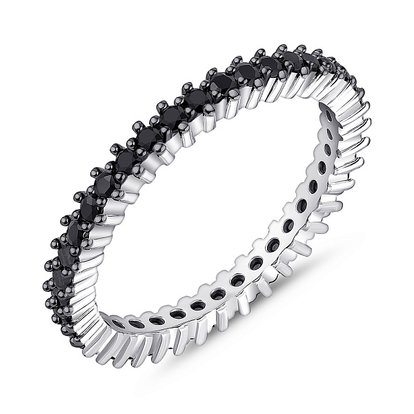 Серебряное кольцо с черными фианитами (арт. 7501/5634ч) – изображение 1
