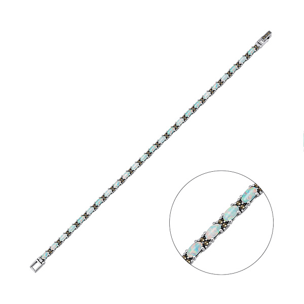 Серебряный браслет с опалом (арт. 7409/4835мркПоб) – изображение 1