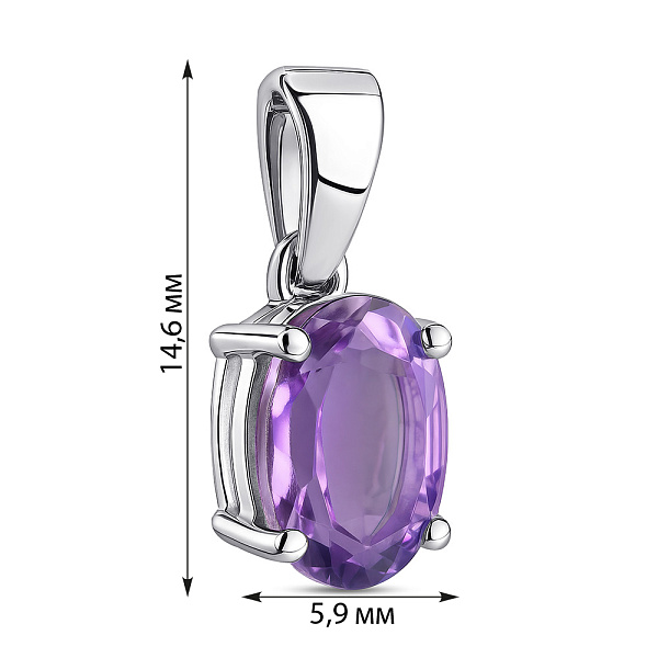 Серебряный кулон с крупным аметистом (арт. 7503/2140245А) – изображение 2