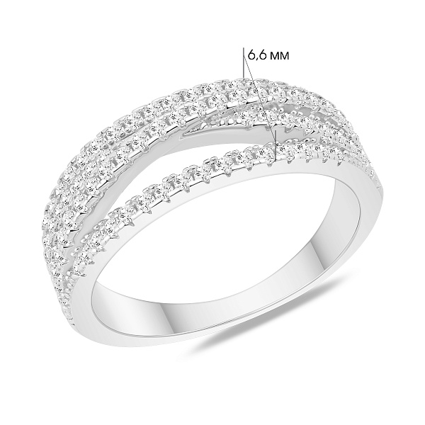 Серебряное двойное кольцо с фианитами (арт. 7501/8448) – изображение 2