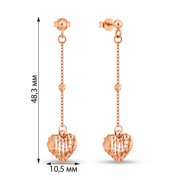 Серьги из красного золота Сердце (арт. 1091565) – изображение 2