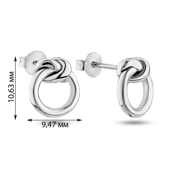 Серьги-пусеты "Узелок" из серебра (арт. 7518/5974) – изображение 2