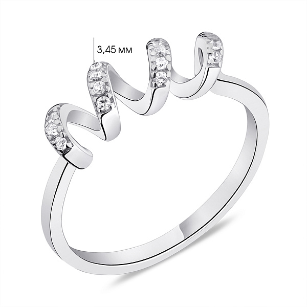 Серебряное кольцо "Спираль" с фианитами (арт. 7501/6002) – изображение 2