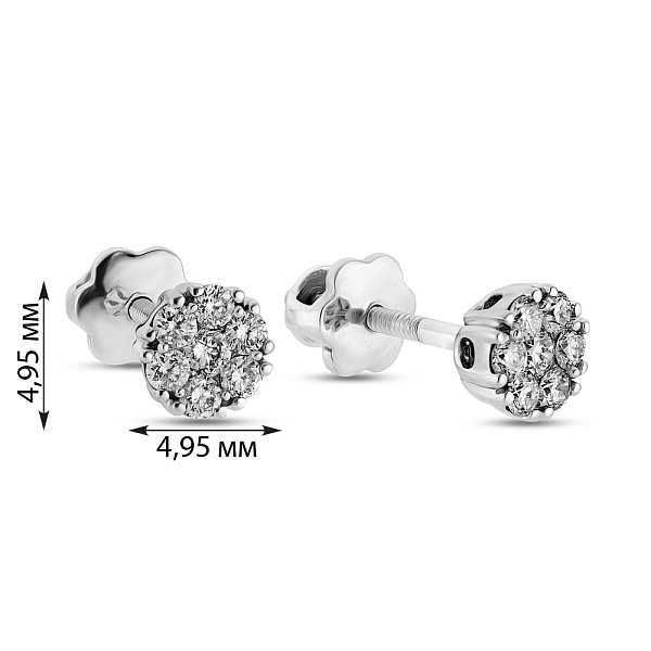 Серьги-пусеты из белого золота с бриллиантами (арт. С341020020б) – изображение 3