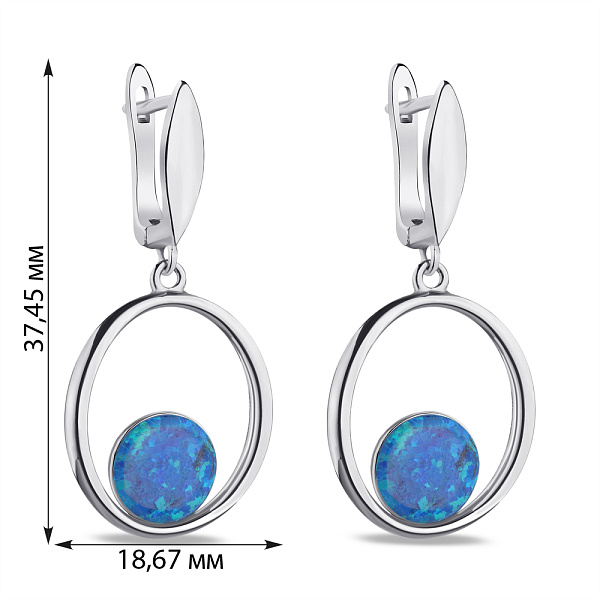 Серьги-подвески из серебра с круглым опалом (арт. 7502/4425Пос) – изображение 2