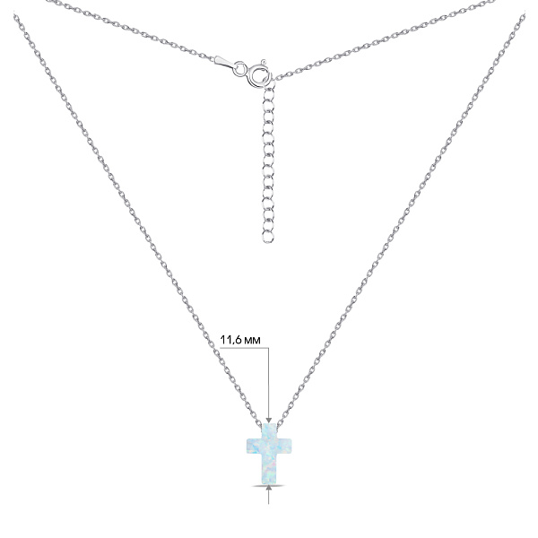 Серебряное колье с крестиком с опала (арт. 7507/441Поб) – изображение 3