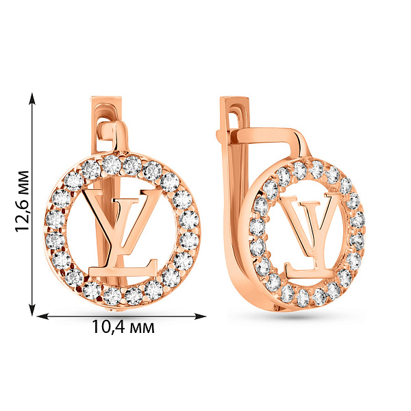Серьги из красного золота с фианитами (арт. 109384) – изображение 2
