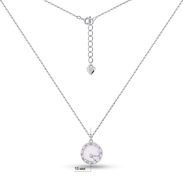 Серебряное колье Часы с перламутром (арт. 7507/2220п) – изображение 4