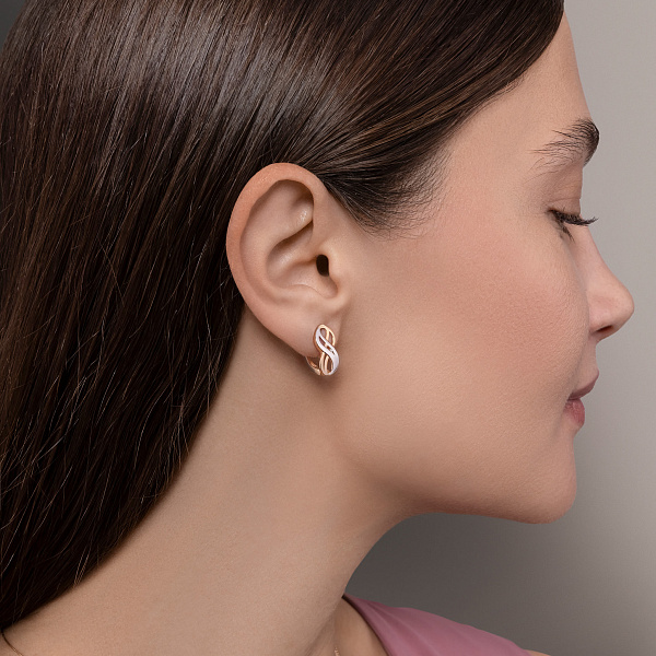 Золотые серьги бесконечность без камней (арт. 106484р) – изображение 3