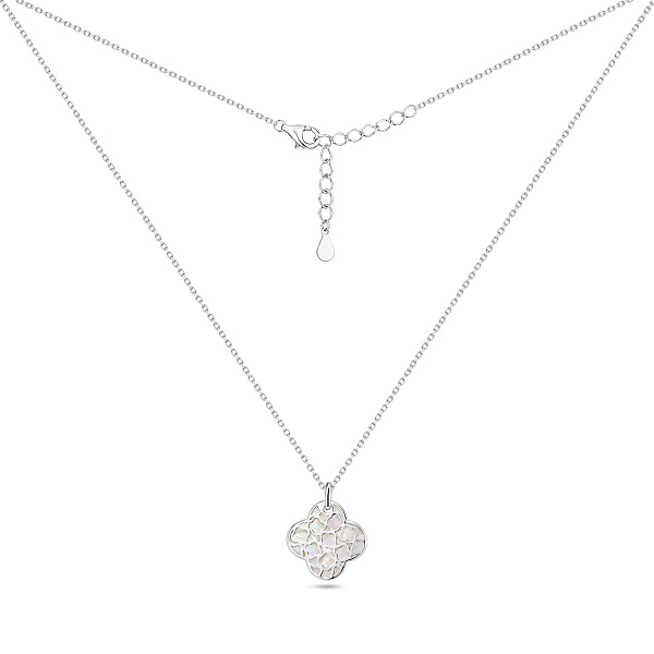 Серебряное колье с подвеской клевер с перламутром (арт. 7507/2406п) – изображение 2