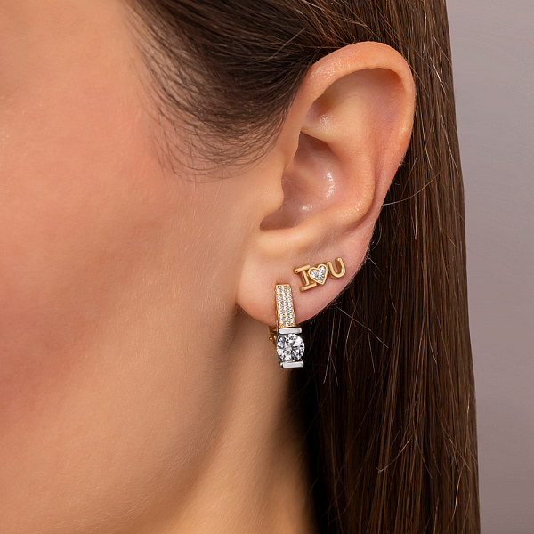 Сережки из желтого золота с фианитами (арт. 118000ж) – изображение 2