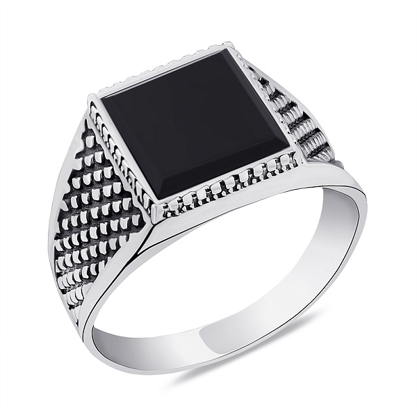 Серебряная печатка з ониксом (арт. 7906/0625.10о) – изображение 1