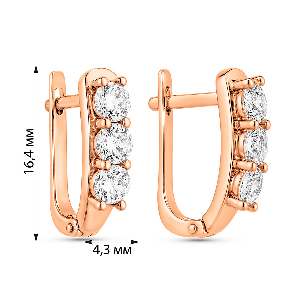 Серьги из красного золота с фианитами (арт. 117700) – изображение 2