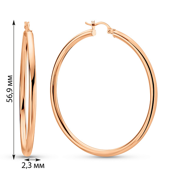 Сережки кольца из красного золота (арт. 100908/50) – изображение 4