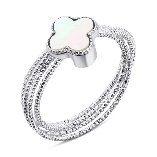 Серебряное кольцо Клевер с перламутром (арт. 7501/6905/8п) – изображение 1