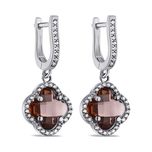 Серьги-подвески из серебра с альпинитами и фианитами (арт. 7502/9251/10аф) – изображение 1