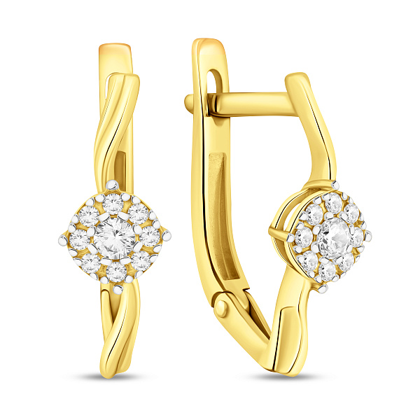 Сережки из желтого золота с фианитами (арт. 110409ж) – изображение 1