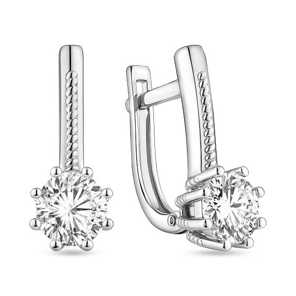Золотые серьги с фианитом (арт. 118300б) – изображение 1