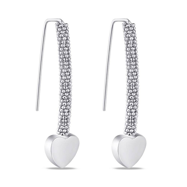 Серебряные сережки "Сердечки" без камней (арт. 7502/4284) – изображение 1