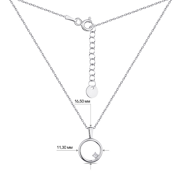 Колье из серебра с одним фианитом (арт. 7507/1530) – изображение 3