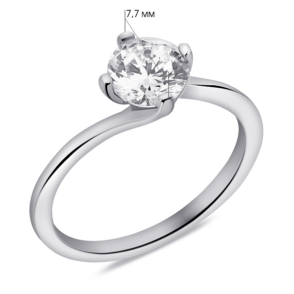 Серебряное кольцо с одним фианитом (арт. 7501/6960) – изображение 2