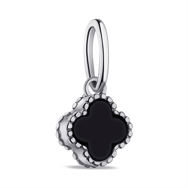 Серебряный подвес Клевер с ониксом (арт. 7503/621/6опп) – изображение 1