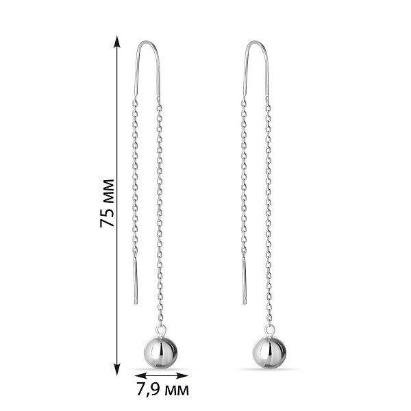 Серебряные серьги-протяжки «Шарики» (арт. 7502/3890) – изображение 2