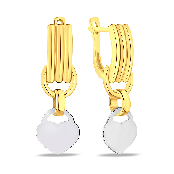Серьги из желтого и белого золота (арт. 108160/1жб) – изображение 1