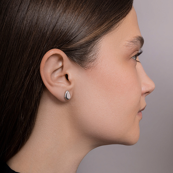 Сережки-пусети з білого золота (арт. 106739б) – зображення 3