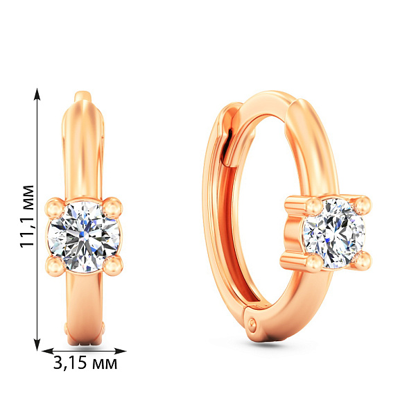 Серьги из красного золота с фианитами (арт. 1101113) – изображение 4