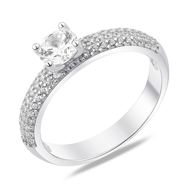 Серебряное кольцо с фианитами для помолвки (арт. 7501/8525) – изображение 1