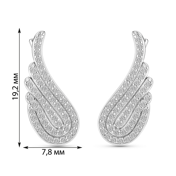 Серебряные серьги клаймберы Крылья (арт. 7502/10579) – изображение 2