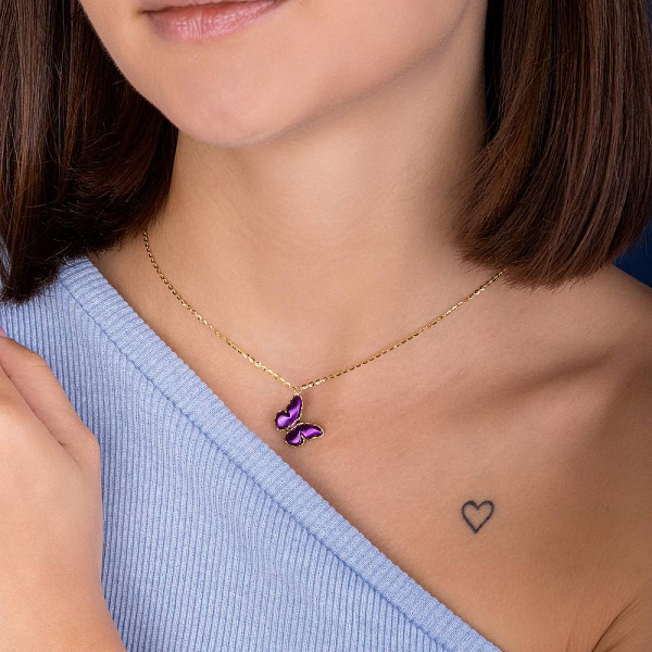 Золотое колье Бабочка Francelli (арт. 352450жф) – изображение 4