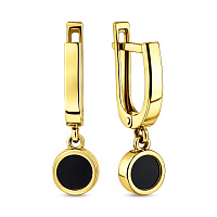 Сережки-підвіски Лýна з жовтого золота з емаллю (арт. 111086жч)
