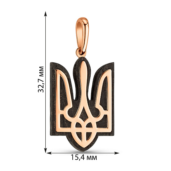 Золотой кулон Герб Украины-Трезубец с эбеновым деревом (арт. 440865) – изображение 2