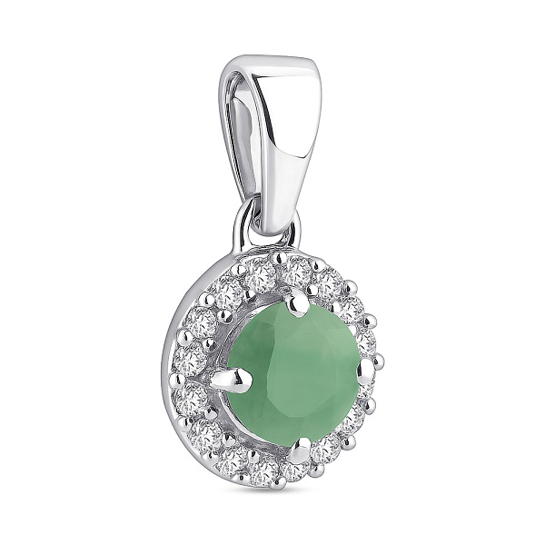 Срібний підвіс зі смарагдом і фіанітами (арт. 7503/1911082Изм) – зображення 1