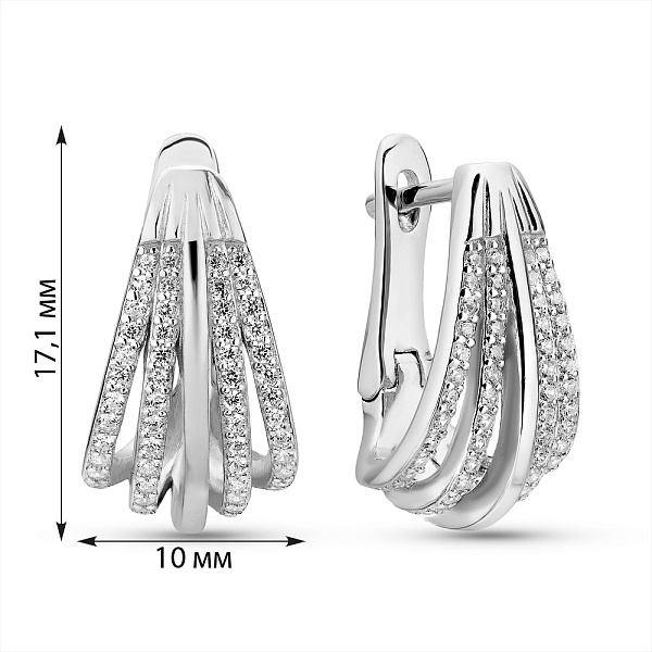 Сережки зі срібла з фіанітами (арт. 7502/2187158) – зображення 2