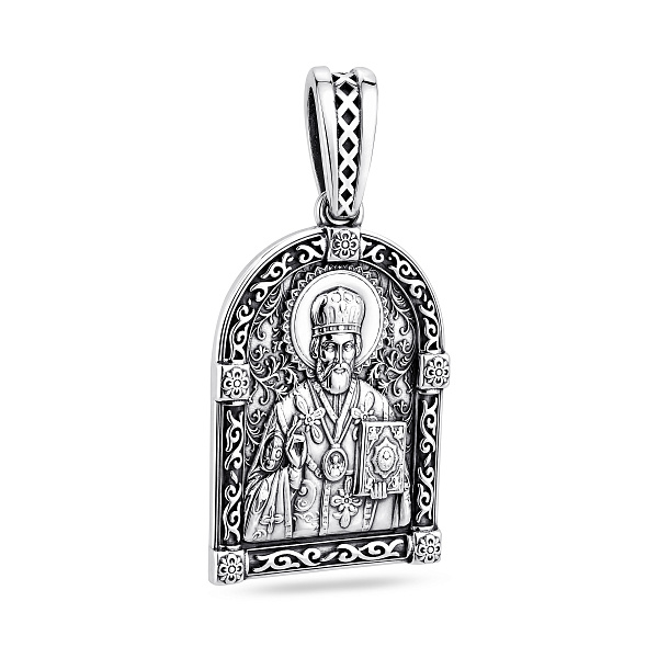 Серебряная ладанка Николай Чудотворец с чернением (арт. 7917/2524) – изображение 1