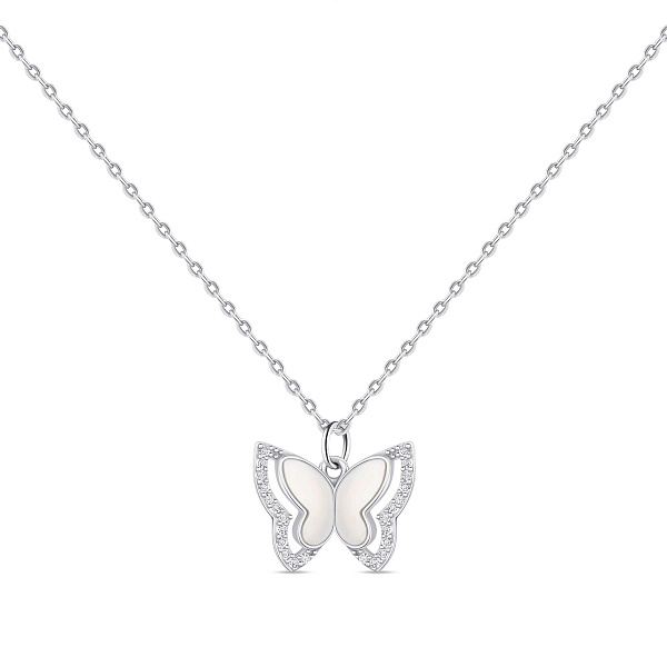 Серебряное колье Бабочка с перламутром (арт. 7507/2382п) – изображение 1