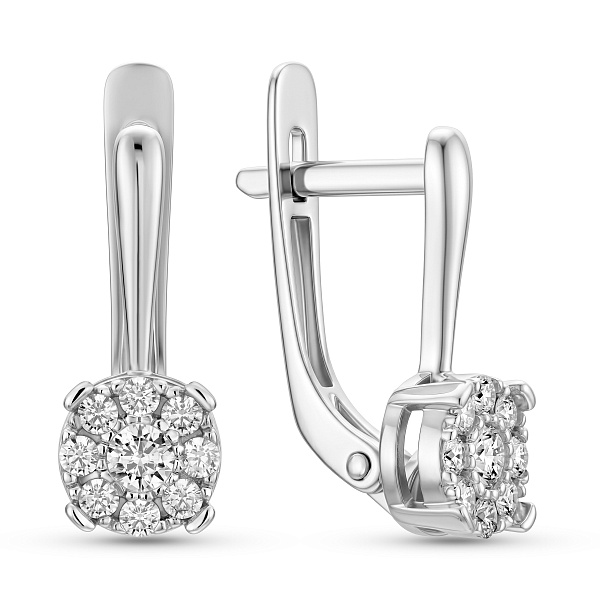 Серьги из белого золота с фианитами (арт. 110400б) – изображение 1