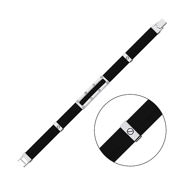 Каучуковый браслет с серебряными вставками (арт. 7609/46070) – изображение 1