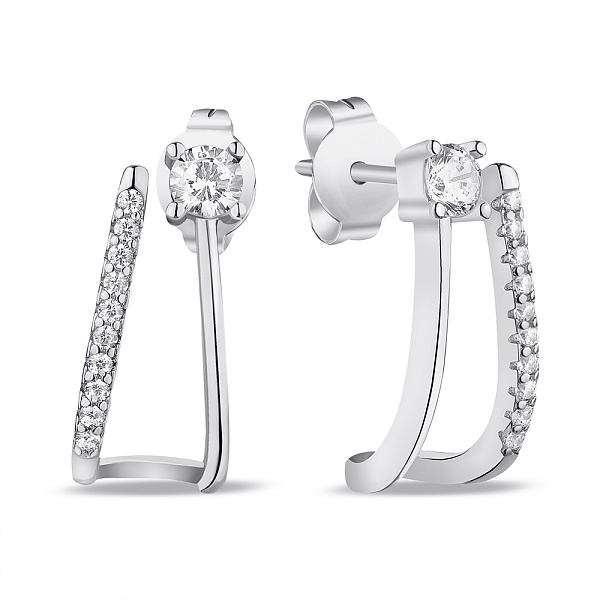 Серебряные серьги пусеты с фианитами  (арт. 7518/6390) – изображение 1